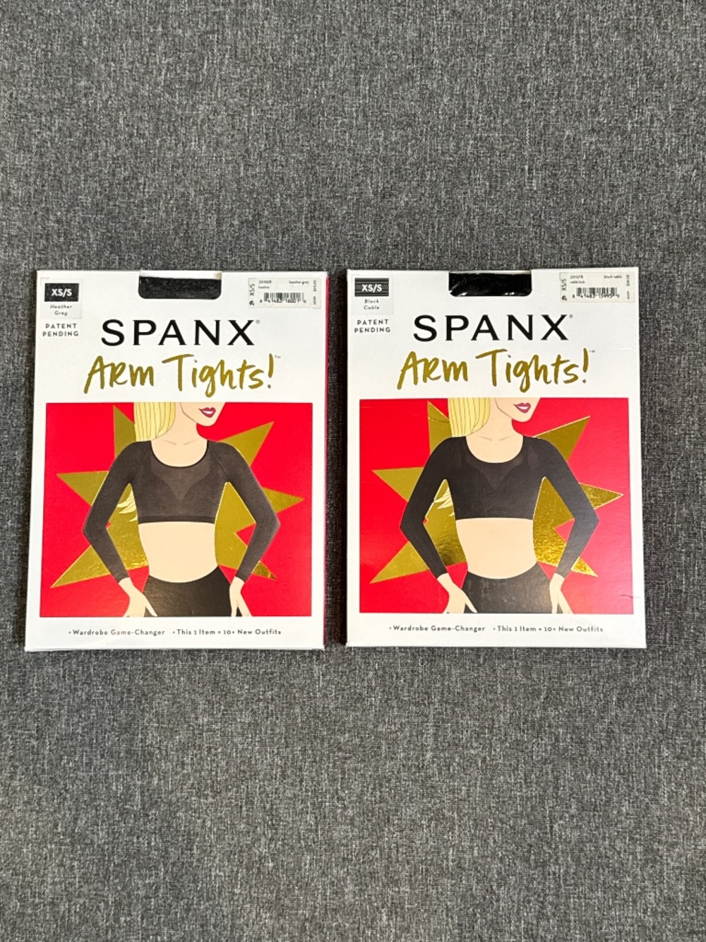 SPANX Arm Tights (Set of 2) | Heather Grey & Black Cable | Size XS/S | NEW